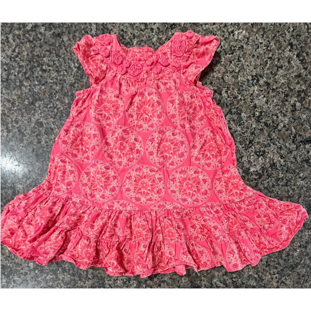 Calypso St Barth for Target Pink Medallion Ruffle Dress 2T Rosette Detail Cotton